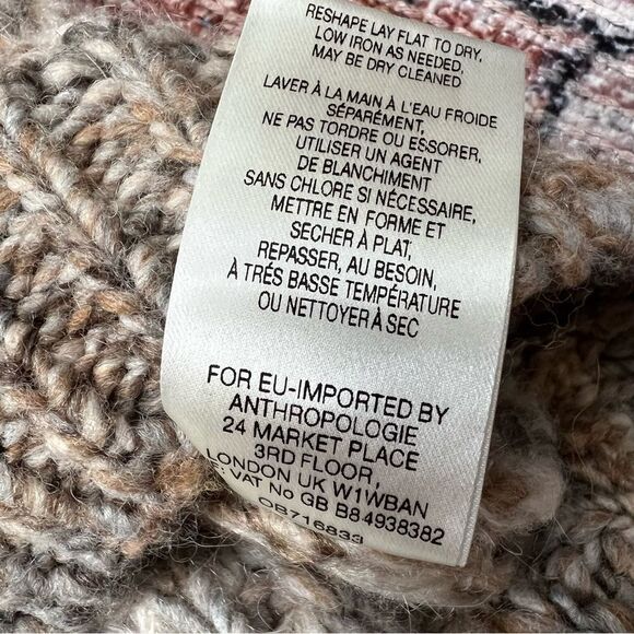 Anthropologie Moth Hillwalk Wool Mohair Oatmeal Chunky Sweater Size Medium - Picture 10 of 12